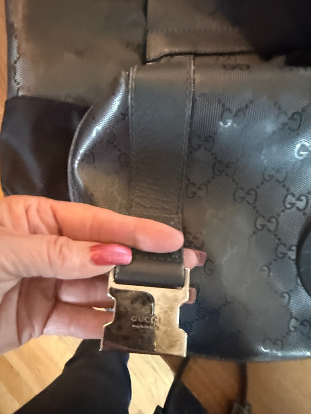 Gucci Black Monogram Drawstring Backpack - Picture 6 of 11